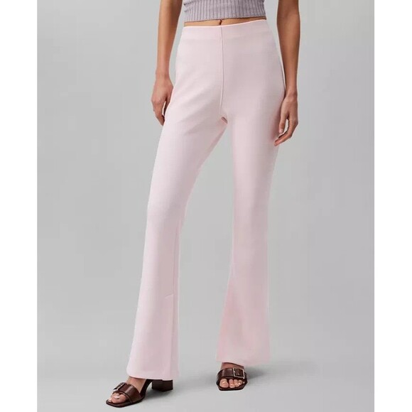 Calvin Klein Women's Tailored Knit Pull-On Flare Leg Pants Pearl Pink SizeMedium - Picture 1 of 9